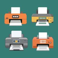 Collection of home and office printer flat illustration isolated icon for web design vector