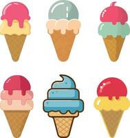 Collection of ice cream set illustration isolated vector