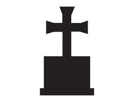 Gravestone silhouette on white background vector