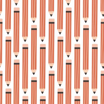 Seamless pattern with pencil, repeat pattern. Design for education, school projects, packaging, stationery decorative