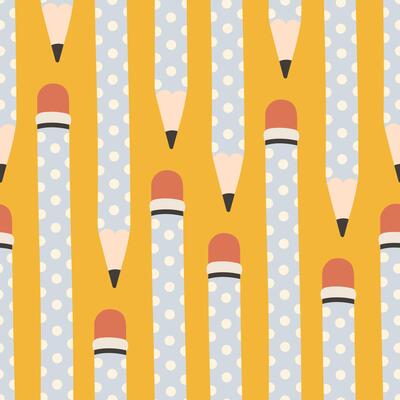 Seamless pattern with pencil, repeat pattern. Design for education, school projects, packaging, stationery decorative