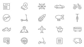 Vehicle thin line icons set. Industrial and transport linear icons collection. UI thin outline icons pack vector