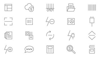 Flashcode linear icon set. Online, barcode, payment, details, code, scan outline icon collection. UI thin outline icons pack. vector