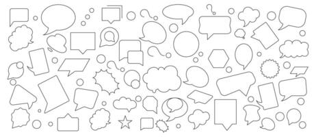 Speech Bubble line icon set. Talk bubble icon. Speech, bubble, talk, chat, message, balloon and communication icon. Cloud speech bubbles outline icon collection. UI thin outline icons pack. vector