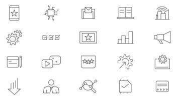 Networking digital line icon set. Business, management, configuration, monitoring system, trouble shooting, performance, security, digital infrastructure, machine learning outline icon collection. vector