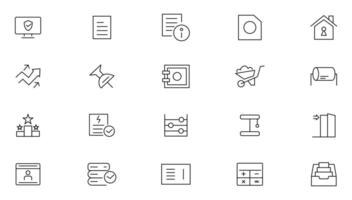 Reliability management line icon set. Core value, containing availability, maintainability, failure, risk, redundancy, fmea, goals, integrity, customer, commitment outline icons collection. vector