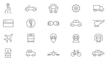 Vehicle thin line icons set. Industrial and transport linear icons collection. UI thin outline icons pack vector