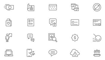 Reliability management line icon set. Core value, containing availability, maintainability, failure, risk, redundancy, fmea, goals, integrity, customer, commitment outline icons collection. vector