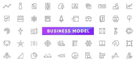 Business model line icon set. Business Intelligence, visualization, analytic dervice, risk management, strategy, data management and analysis outline icons collection. UI thin outline icon set. vector