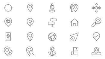 Location line icon set. Navigation, maps, iogistics, delivery, map navigation outline icon collection. UI thin outline icon set. vector