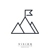 Vision icon illustration.Mission, Vision and Values of company with text. Company infographic Banner template. Modern flat icon design. Abstract icon. Purpose business concept. vector