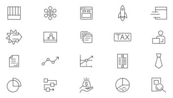 Business model line icon set. Business Intelligence, visualization, analytic dervice, risk management, strategy, data management and analysis outline icons collection. UI thin outline icon set. vector