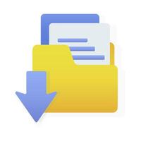 file download icon Folder with documents. Document icon sign with arrow down. illustration vector