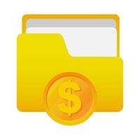 File folder and dollar sign. Financial documentation. illustration vector