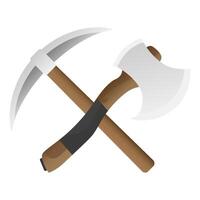 crossed pickaxe and ax. Tools for work. illustration vector