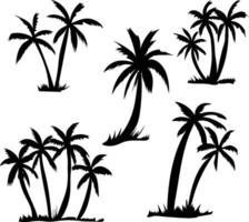 set of palm trees vector
