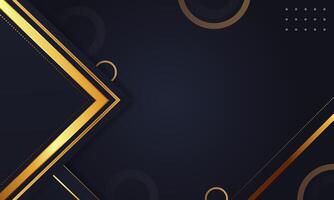 Abstract luxury geometric diagonal shape with gold stripes lines on dark blue background. vector