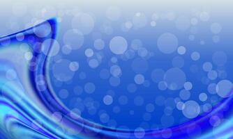 Wavy liquid shape deep blue background with bubbles. vector