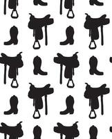 Seamless pattern of brown boot and saddle vector