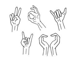 Set of doodle sketch different arm signs vector