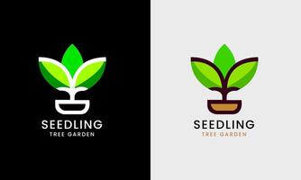 tree saplings, tub plants, seedling trees, tree leaves, flower garden vector