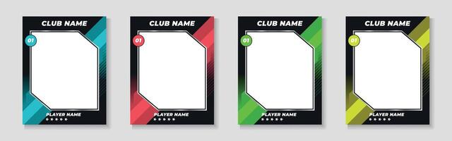 trading card template design for sports, picture frame for player performance, photo frame or border collection for hockey, basketball and football player, sports flyer design vector