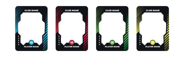 trading card template design for sports, picture frame for player performance, photo frame or border collection for hockey, basketball and football player, sports flyer design vector