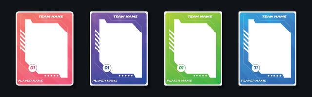 trading card template design for sports, picture frame for player performance, photo frame or border collection for hockey, basketball and football player, sports flyer design vector