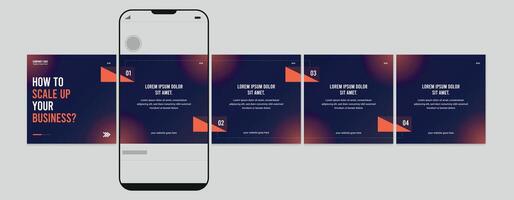 Set Of Carousel Post Template, Editable Carousel Post, social media carousel post for business. vector