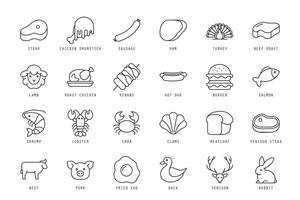 Set of meat icons illustration. icons bundle isolated on white background. vector