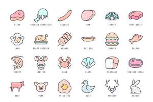 Set of meat icons illustration. icons bundle isolated on white background. vector
