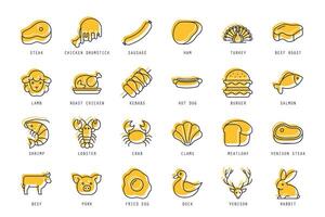 Set of meat icons illustration. icons bundle isolated on white background. vector