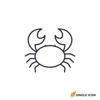 Crab icon illustration. Crab symbol isolated on white background vector