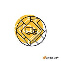 delivery route icon illustration. delivery route symbol isolated on white background. vector
