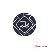 delivery route icon illustration. delivery route symbol isolated on white background. vector