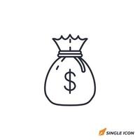 Money bag icon illustration. Money bag symbol isolated on white background. vector