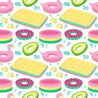 Different swimming rings and air mattress flat seamless pattern vector