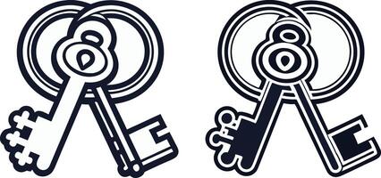 two keys with a keyhole in the middle vector