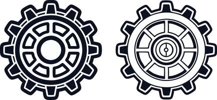 two gears with a white background vector