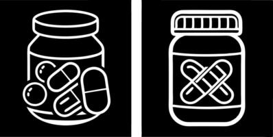 two bottles of pills and pills on a black background vector
