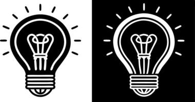 two light bulbs are shown in black and white vector
