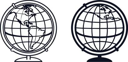 two black and white images of a globe and globe vector
