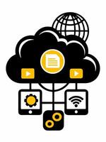 a cloud with a globe and a computer vector