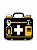 a first aid kit with a cross on it vector