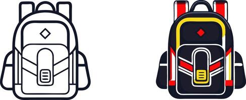 a backpack and a backpack with a red and yellow stripe vector