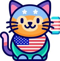a cartoon cat wearing an american flag vector