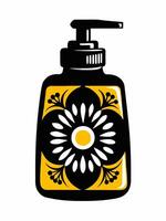 logo icon a bottle of soap with a flower on it vector