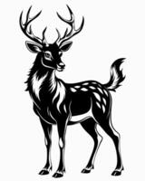 black and white deer logo symbol for t-shirt, app, website and print design vector