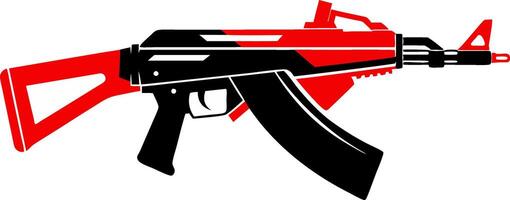 Logo icon ak-47 machine gun with a red and black design vector