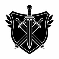 two swords in a shield with a crown on top vector